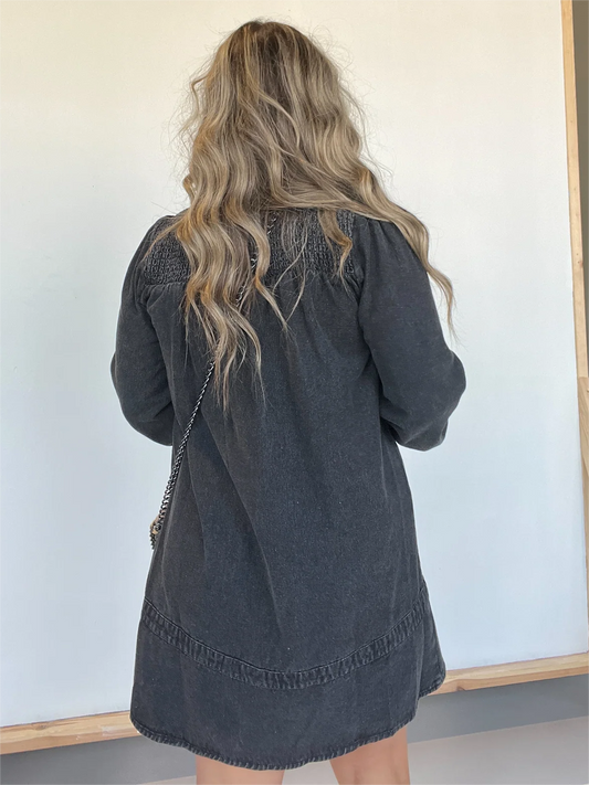 Neues Washed Jeanshemdkleid (2 kaufen, kostenloser Versand)