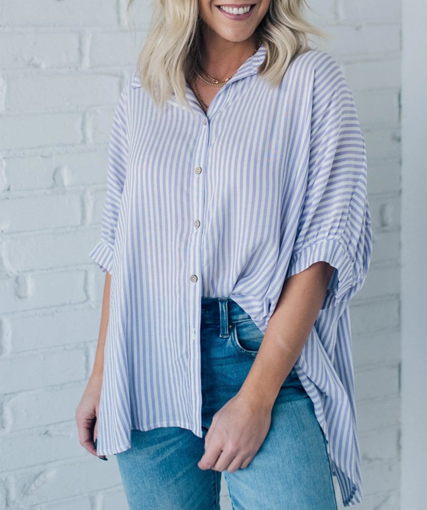 Black Friday Deals - Women's Oversized Striped Button-down Shirt (Buy 2 Free Shipping)