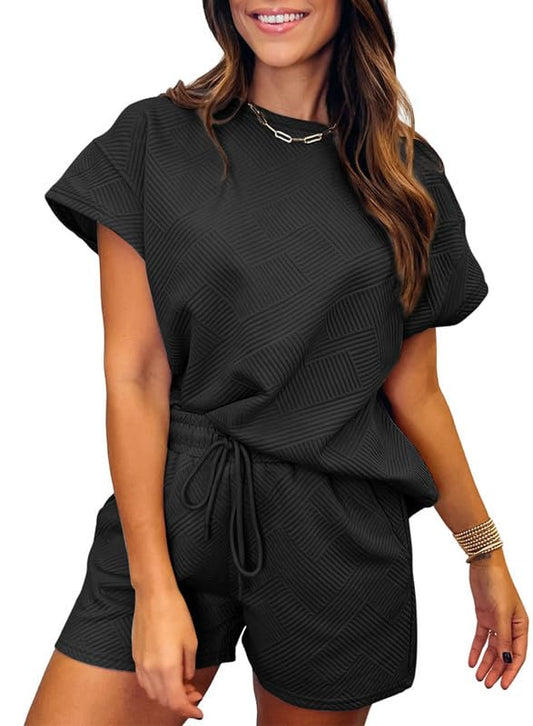 Neues Damen-Set aus strukturierten Shorts mit Kordelzug (2 kaufen, kostenloser Versand)