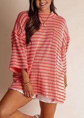 Women's Oversized High Neck Urban Ribbed Striped Top (Buy 2 Free Shipping)