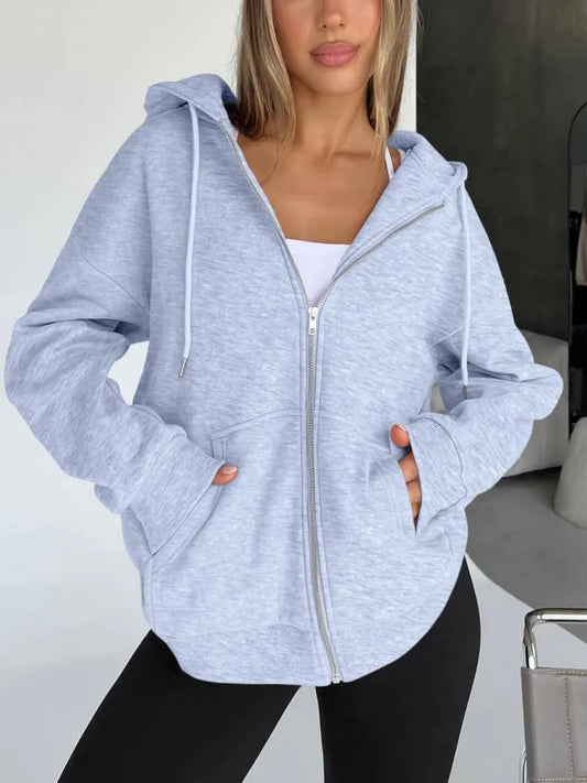 Winter Damen Kapuzenpullover mit Reißverschluss Oversized Sweatshirts (2 kaufen, kostenloser Versand)