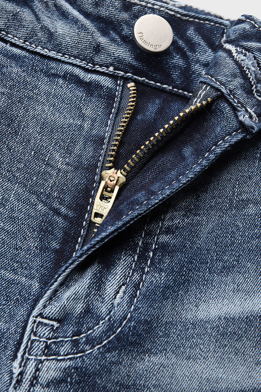 90er Vintage Jeans mit Stickerei und tiefem Bund