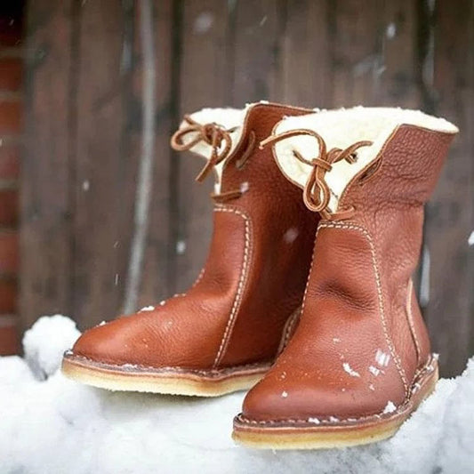Wasserdichte, wollgefütterte orthopädische Leder-Schneestiefel