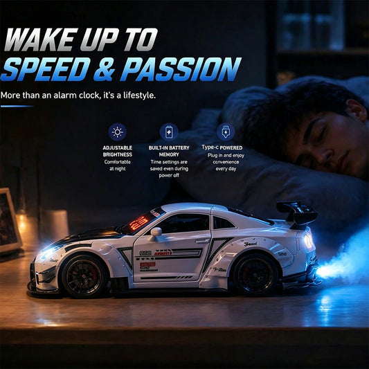 Hypercar Motorgeräusch Wecker mit LED & Nebelspray