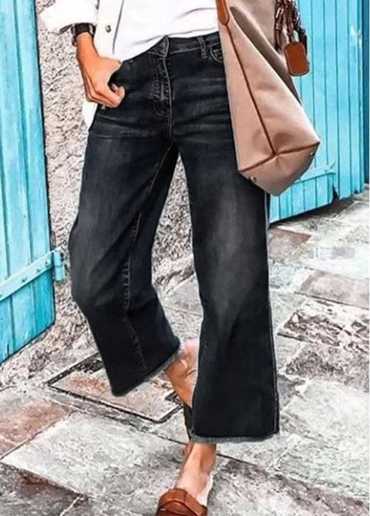 Jeans mit geradem Bein, mittlerer Bundhöhe und offenem Saum in Used-Optik (2 zum Preis von 1, kostenloser Versand)
