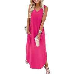Summer Dresses Maxi Dress Vacation Beach Sundresses with Pockets