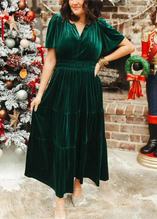 Neues gestuftes Maxikleid aus Samt für Damen (2 kaufen, kostenloser Versand)