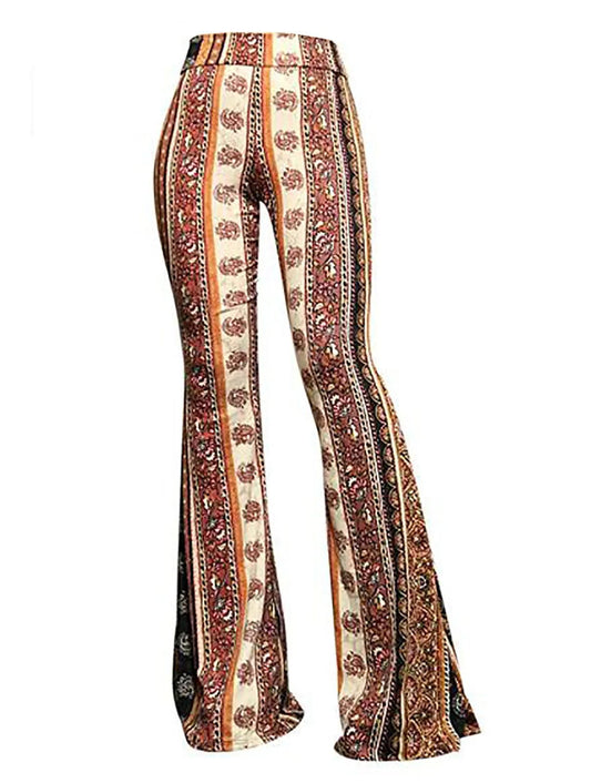Damenhose mit weitem Schlag und Print in voller Länge