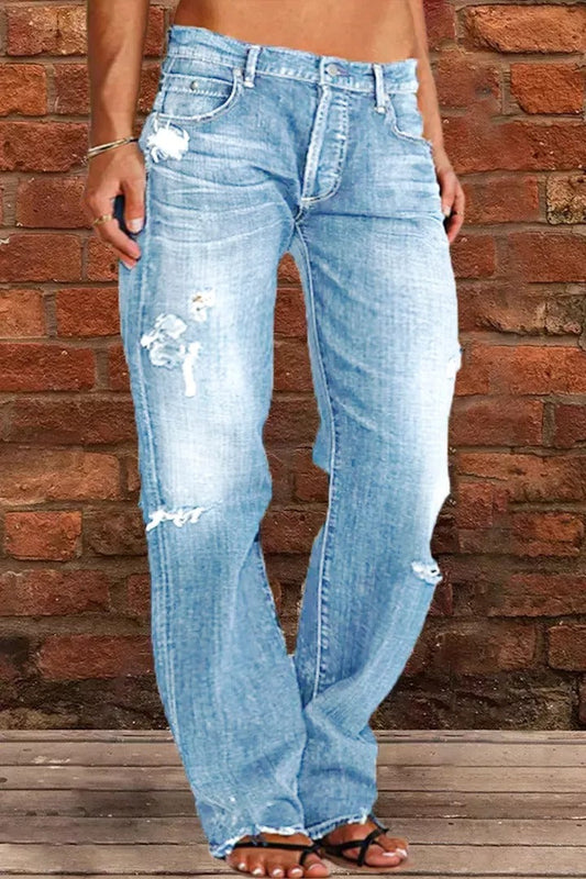 Neue Ripped Low Waist Jeans mit geradem Bein (2 kaufen, Versand gratis)