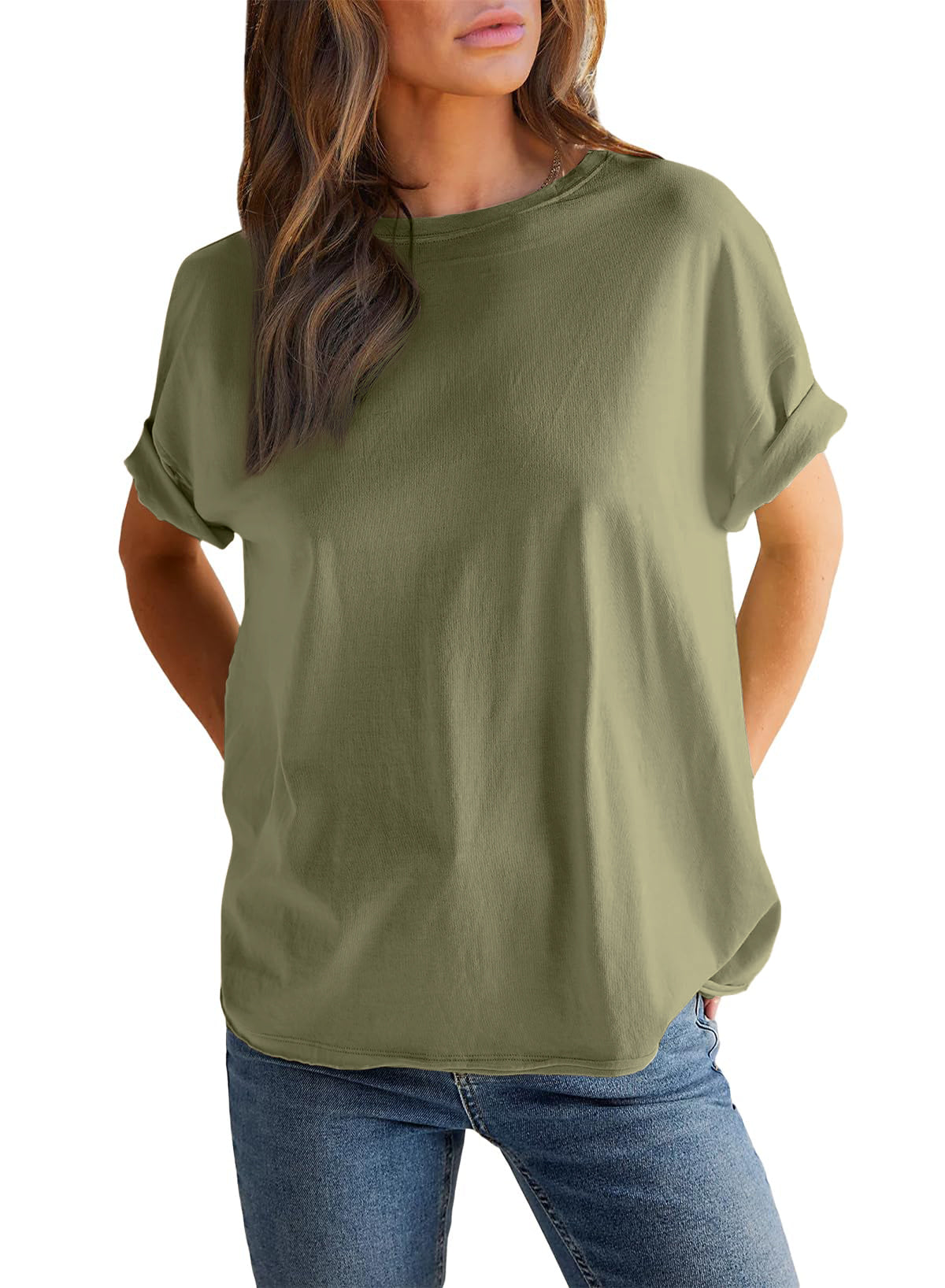 Women¡¯s Solid Color Round Neck Short Sleeve T-shirt (Buy 2 Free Shipping)
