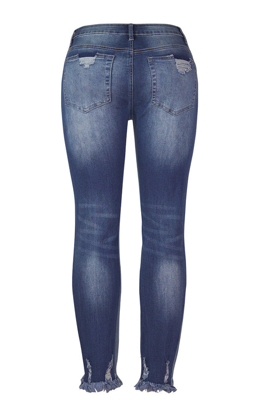Used-Look Jeans mit ausgefranstem Saum
