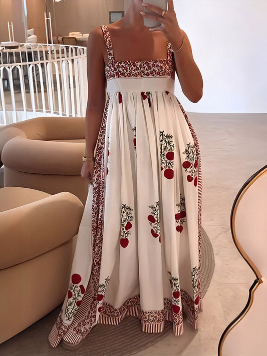 Maxikleid mit eckigem Ausschnitt und Blumenmuster