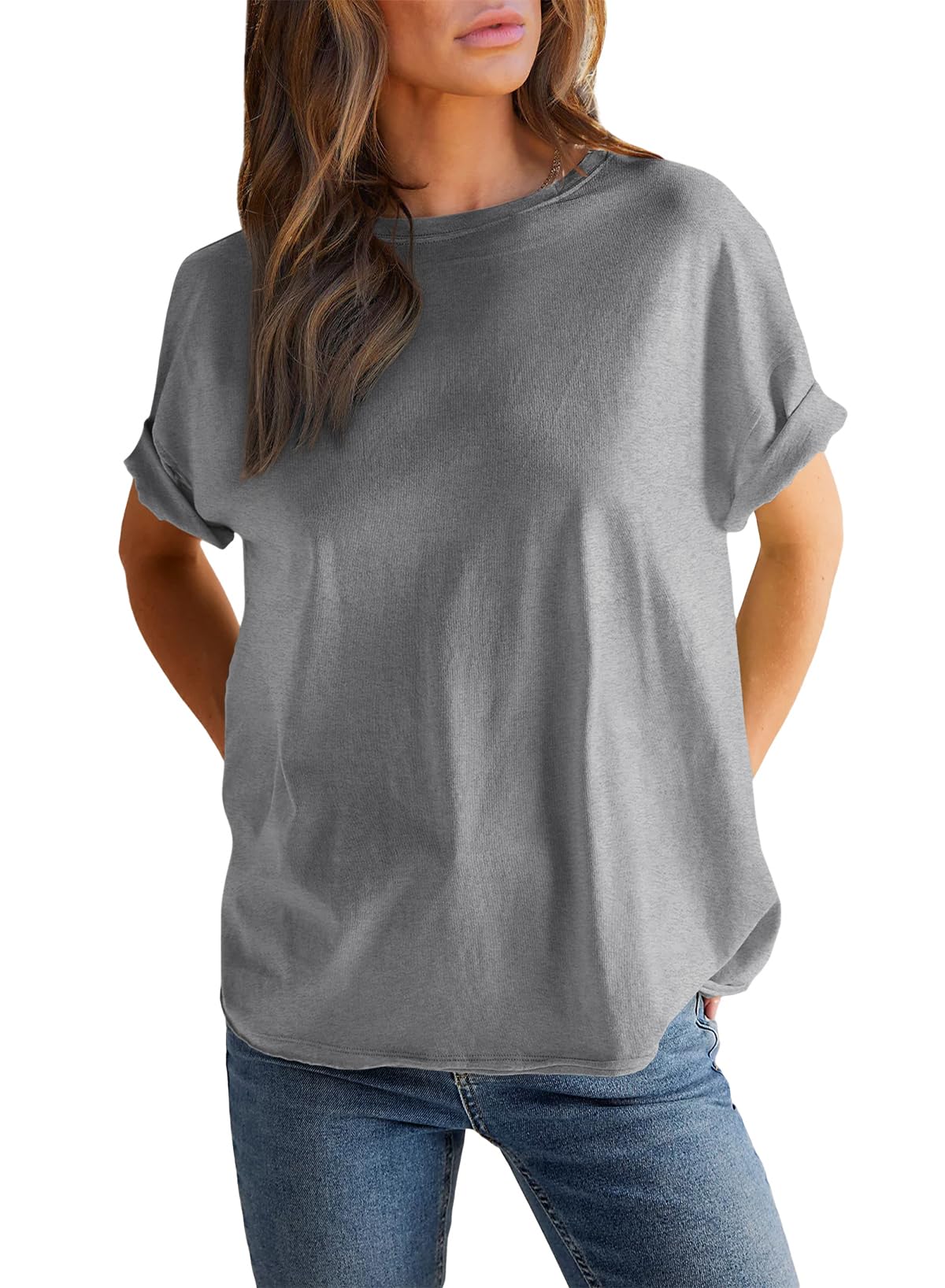 Women¡¯s Solid Color Round Neck Short Sleeve T-shirt (Buy 2 Free Shipping)