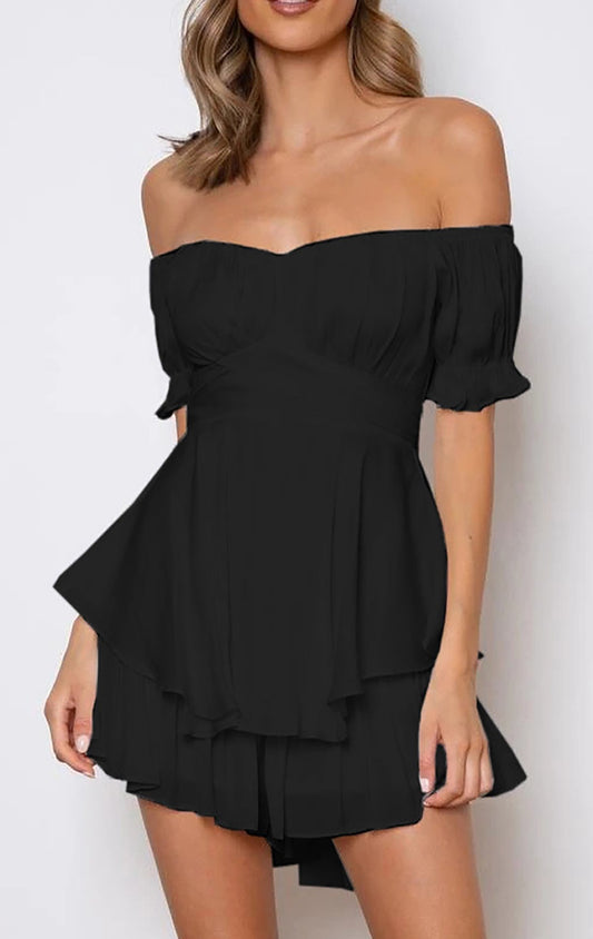Ein-Schulter-Kurzarm-Jumpsuit