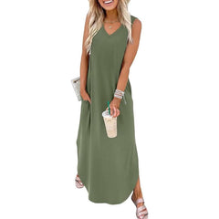 Summer Dresses Maxi Dress Vacation Beach Sundresses with Pockets