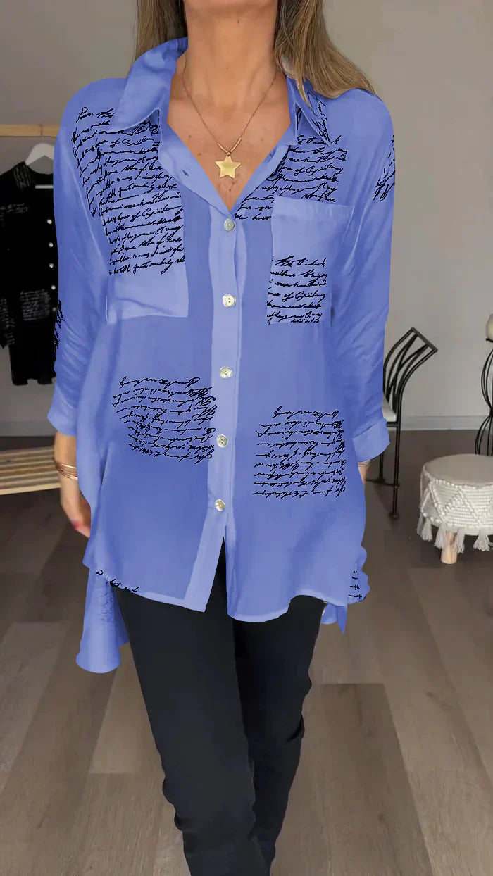 New Letter Print Fashion Lapel Shirt (Buy 2 Free Shipping)
