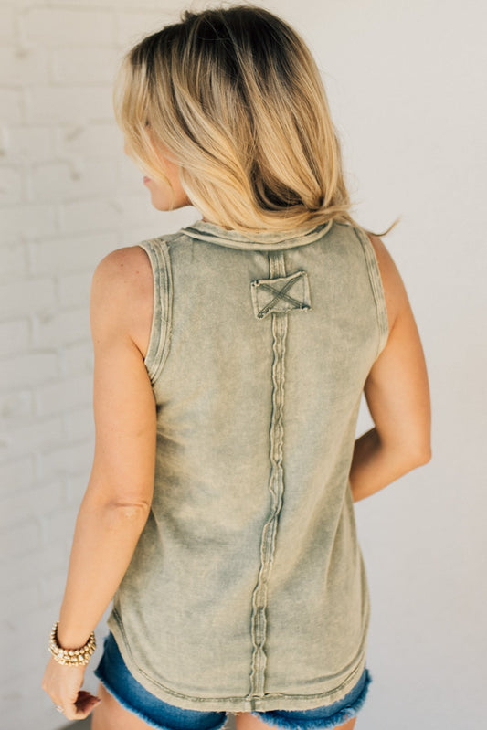Henley-Trägertop aus Baumwollmix für Damen (2 kaufen, gratis Versand)