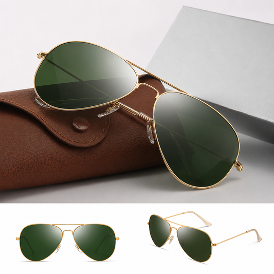 Klassische Pilotenbrille mit Glaslinsen