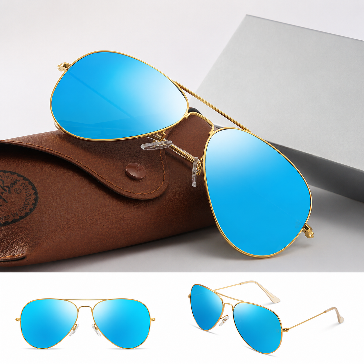 Classic Aviator Sunglasses with Glass Lenses
