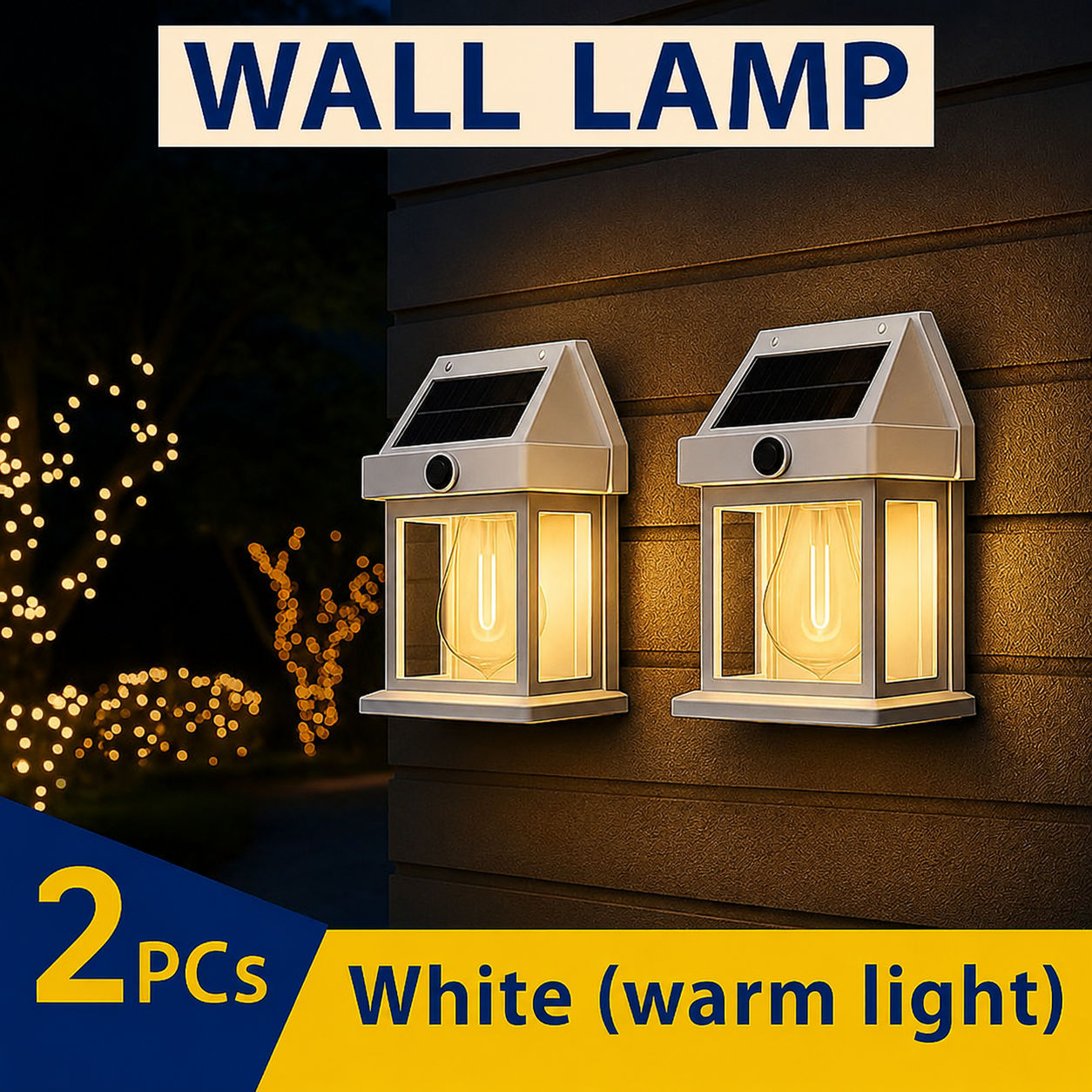 2-Pack Solar Motion Sensor Wall Lights for Outdoor Security