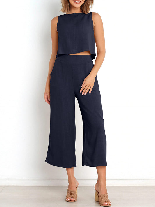 Ärmelloses Sommer-Loungewear-Set mit Taschen