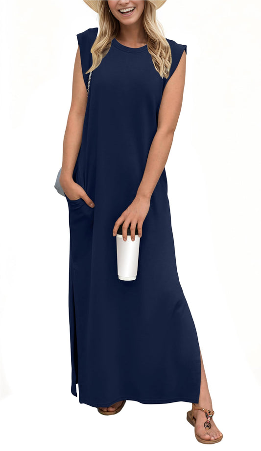 Damen lässiges, weites, faltbares Maxikleid