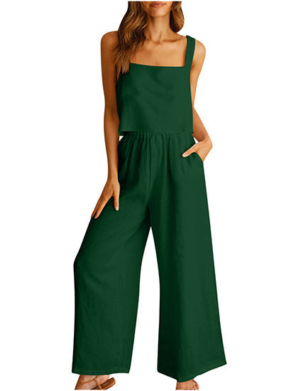 Lounge-Set mit weitem Bein und Tanktop mit eckigem Ausschnitt