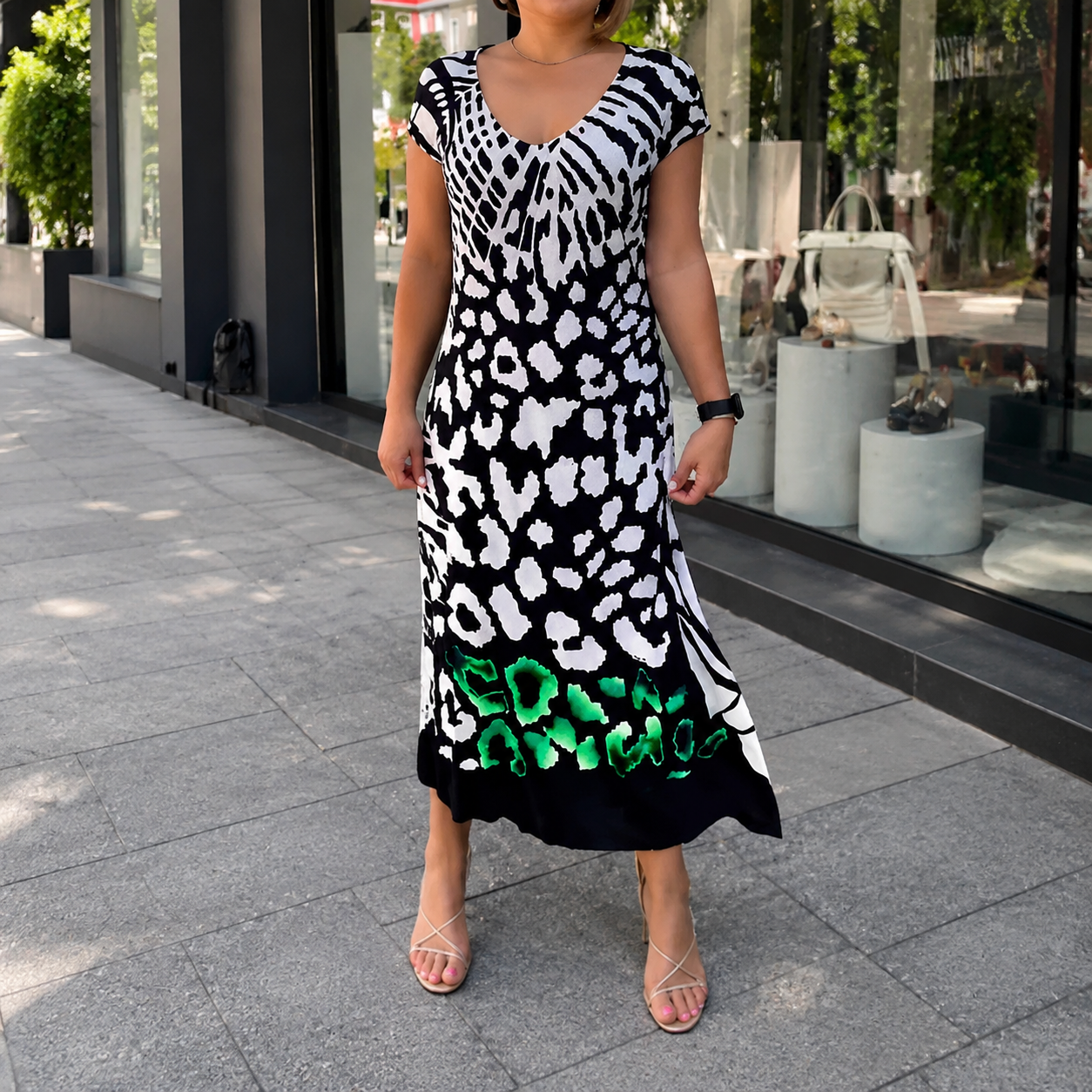 Casual Printed Short Sleeve Dress