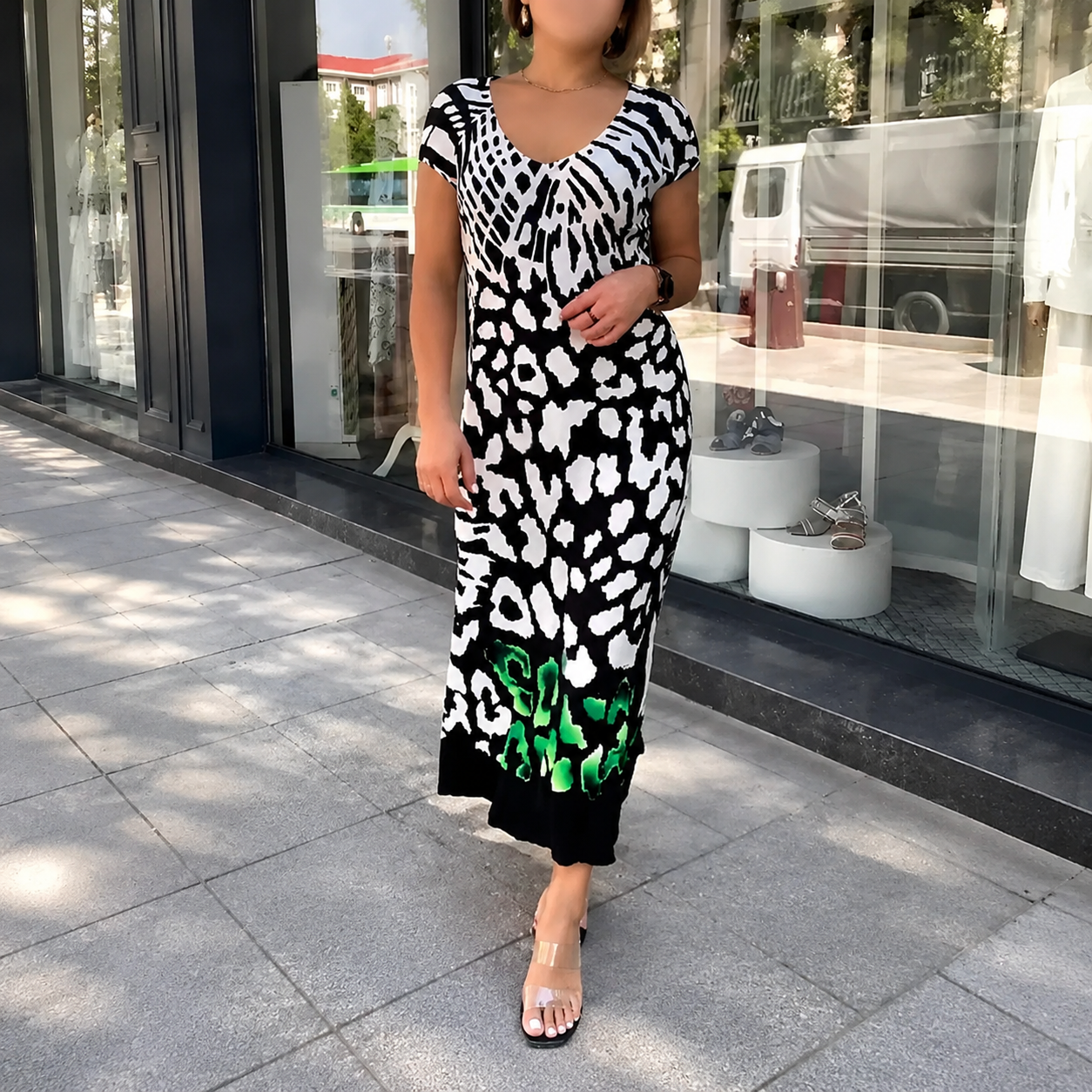 Casual Printed Short Sleeve Dress