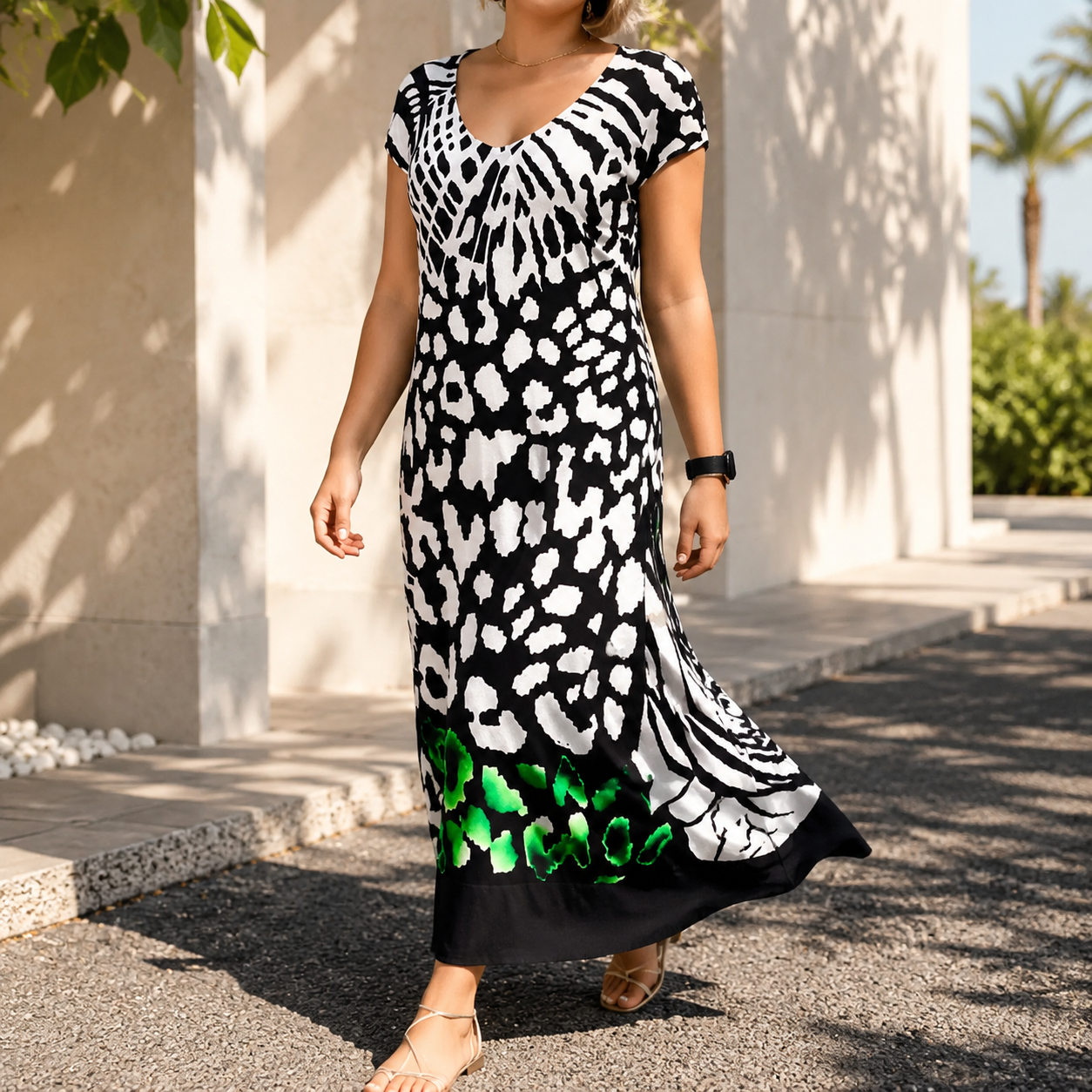 Casual Printed Short Sleeve Dress