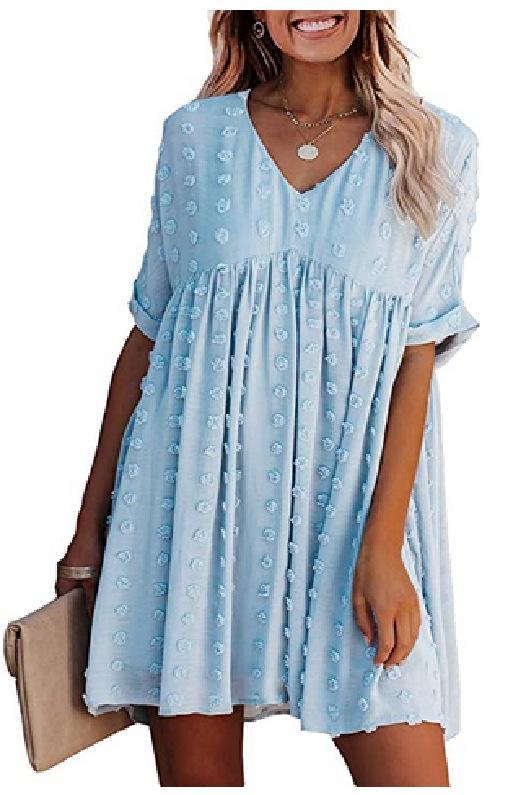 Lässiges V-Ausschnitt-Kleid