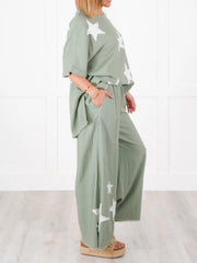 Women's Casual Star Patch Two Piece Set (Buy 2 Free Shipping)