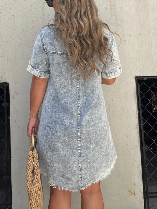 Neues gewaschenes Hemdblusenkleid für Damen (Kauf 2 versandkostenfrei)