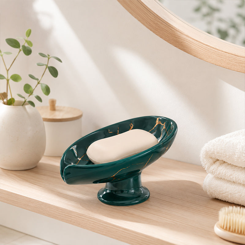 Verdelle™ Ceramic Self-Draining Leaf Soap Dish