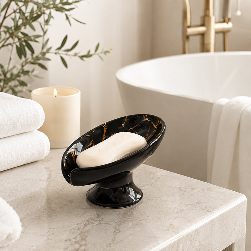 Verdelle™ Ceramic Self-Draining Leaf Soap Dish